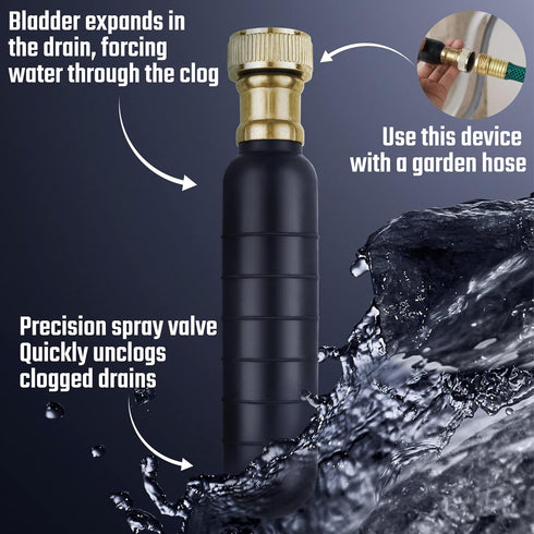 DURATECH Drain Bladder, Medium Drain Cleaning Bladder, Fits 1-1/2" to 3" Drain Pipes, Unclogs Stubborn Blockages in Kitchen Sinks, bathtubs, Showe...