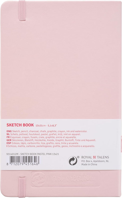 Tarens T9314-012M Art Creations Sketchbook, Drawing Notebook, 5.1 x 8.3 inches (13 x 21 cm), Pastel Pink, Thickness: 4.9 oz/sq ft (140 g/m2), Fine...