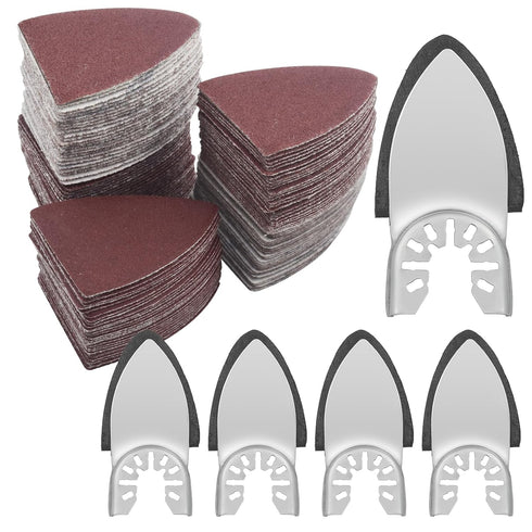 130 Pcs Oscillating Tool Sanding Pads Kit, 5 Pcs Finger Sanding Pads & 125 Pcs Finger Sandpaper Including 60/80/120/180/240 Grits, 40mm Finger San...