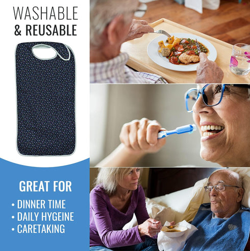 Duro-Med Mealtime Protector, Fancy Print Navy...