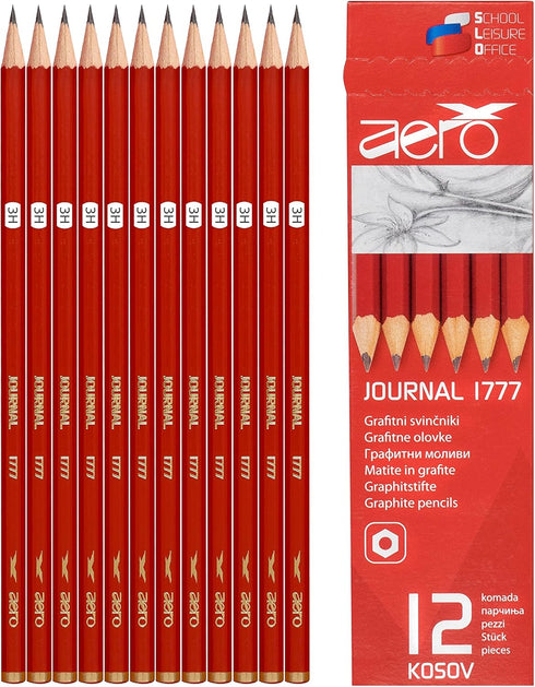 Pepy Aero Graphite Professional Drawing Pencils - Set of 12 3H Pre-Sharpened Black Lead Pencils; Perfect for Drawing, Sketching and Shading, Graph...