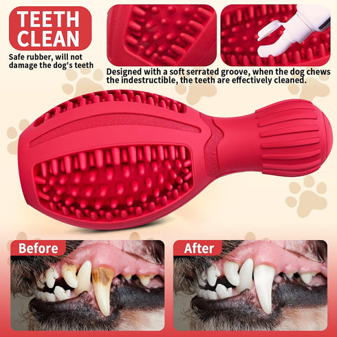 Treat Dispensing Dog Toys, Interactive Dog Treat Puzzle Toy for Large Dogs, Durable Rubber Dog Chew Toys to Keep Them Busy, Squeaky Dog Toys for A...