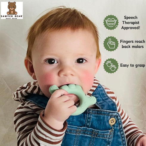 I Love You Silicone Hand Teether by Sawyer Bear Baby Gear, Teethers for Babies 3-6 Months, Soft Teething Toys 6-12 Months bpa Free, Massaging Teet...