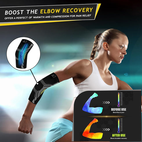 Elbow Brace for men | Pack of 2 Compression Arm sleeve Elbow support for Men & Women- Tennis Elbow Brace | Pain Relief, and Elbow Sleeve weightlif...