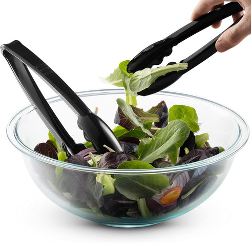 Plastic Tongs for Serving (Pack of 6) 9 Inch - Heavy-Duty Hard Plastic Reusable or Disposable Serving Tongs for Catering, Dinner Parties, Banquets...