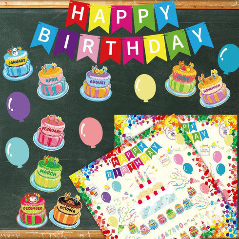 31Pcs Happy Birthday Bulletin Board Set Birthday Wall Classroom Decoration Cutouts for Calendars Bulletin Boards Classrooms....