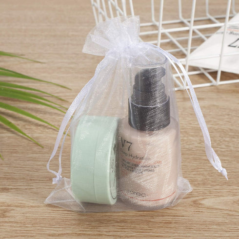 100pcs White Organza Bags 2x3 inch Sheer Drawstring Gift Bags Jewelry Pouches Wedding Party Christmas Favor Gift Bags, Little Mesh Gift Pouches Mi...