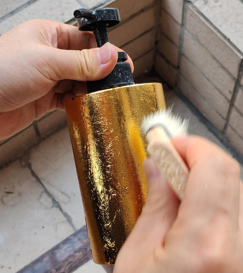 Gold Leaf Kit, Gilding Adhesive Glue & Sealer for Gold Gilding,100ml Gold Size and 100ml Varnish with Imitation Gold Leaf for Craft, Art,Furniture...