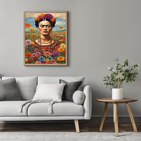 Posterizer 1 pcs- Frida Kahlo inspied poster in floral theme-Famous Figures Art Collection-Floral Botanical Art- Living Room Bedroom Decor- unfram...