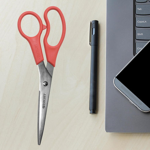 Westcott 8" All Purpose Value Stainless Steel Straight Scissors, Red...