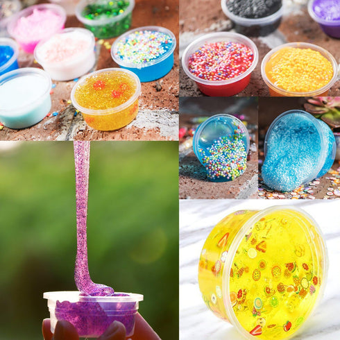 Augshy Small Slime Containers With Lids, 50 Pack Hawaiian Shaved Ice Mold Jello Shot Cups Condiment Containers Plastic Portion Cups with Lids for ...