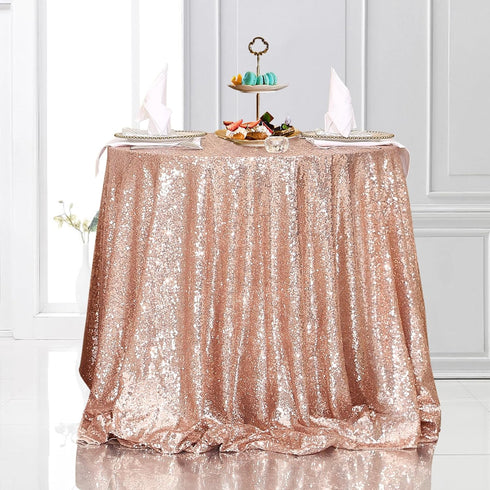 PartyDelight Sequin Tablecloth Round 50 inch Rose Gold for Wedding Party Birthday Bridal Baby Shower and Other Events Decorations...