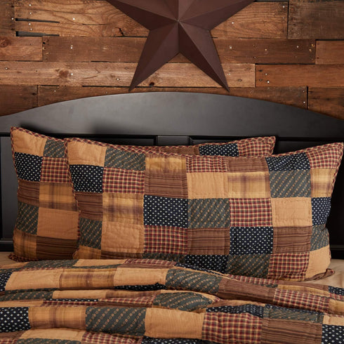 VHC Brands Patriotic Patch Rect Bedroom Decor, King Sham, Red, 21x37...