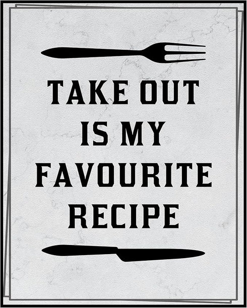 Posterizer 1 pcs-Kitchen Print-Funny Quotes-take out is my favourite recipe-Kitchen & Bar Art-Comedy Art-Art Poster Print for Home, Office, Store,...