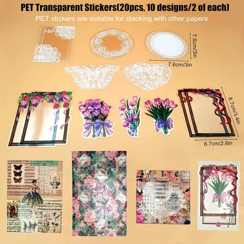 100 PCS Vintage Ephemera Pack Journaling Scrapbooking Supplies Scrapbook Sticker Paper Kit for Bullet Junk Journal Planners Collage Craft Notebook...