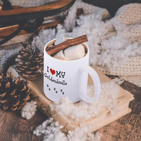 3dRose mug_183658_1 "I Love My - Golden doodle" Ceramic Mug, 11 oz...