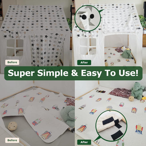 (4x6 Inch, 8 Sets) Stick On for Fabric, No Sew Sticky Back Patches for Clothes, Curtains - Double Sided Hook and Loop Tape Strips with Adhesive fo...