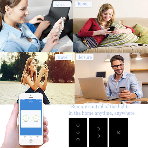 Jinvoo WiFi Smart Wall Light Switch, Remote Control, Glass Panel, 2.4GHz Wi-Fi Touch Switch, Neutral Wire Required, Works with Alexa and Google As...