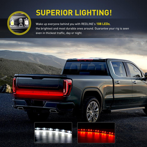 Nilight 48”/49” LED Tailgate Light Strip 90 LED Red/White for Running Light Brake / Turn Signal / Reverse Light?2 Years Warranty...