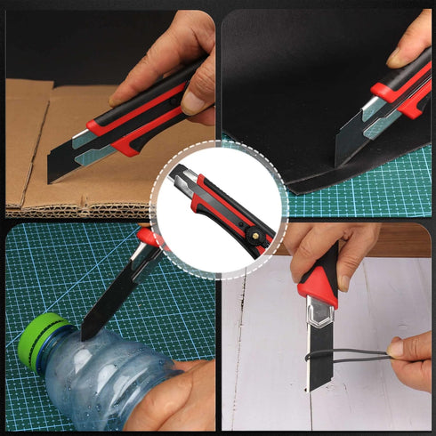 HAUTMEC 25mm Extra Heavy-Duty Utility Knife with 10pcs Blade set, Multi-Purpose Snap-off Box Cutter, Ratchet-lock Mechanism, Reinforced Fiberglass...