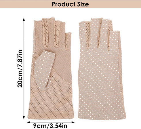 Yolev 2 Pairs Women's Sunblock Fingerless Gloves Summer Sunscreen Gloves UV Protection Half Finger Gloves Outdoor Gloves for Driving Riding Fishin...