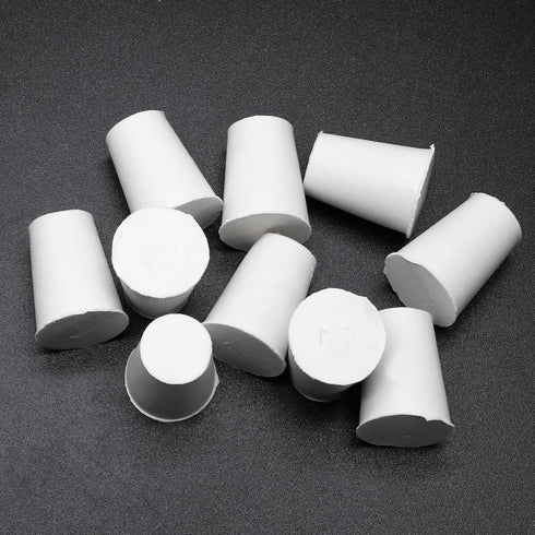 10 Pcs White Solid Rubber Stoppers 2# Tapered Lab Rubber Plugs for Sealing, 20mm x 15mm x 26mm...