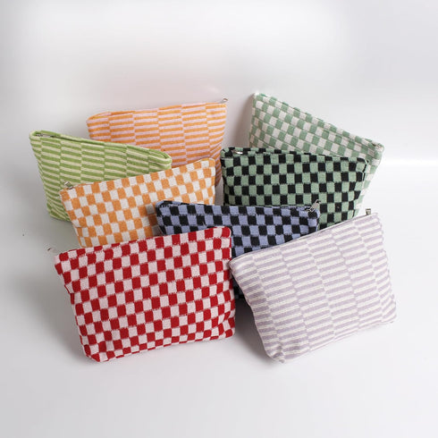 Cosmetic Bag Cute Makeup Bag Y2k Accessories Aesthetic Make Up Bag Y2k Purse Checkered Makeup Bag Cosmetic Bag for Women (Green and white)...