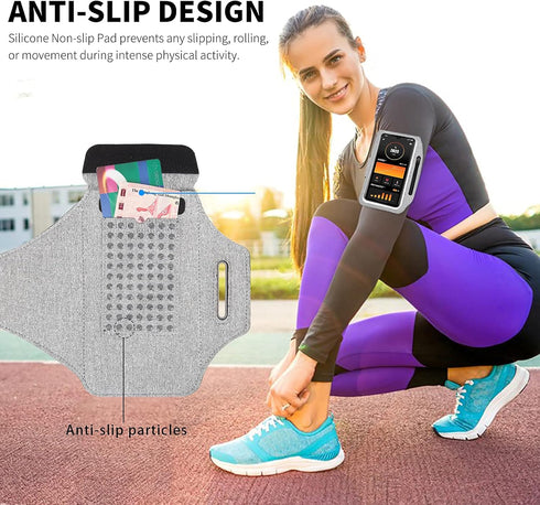 Running Armband with Earphone Bag Cell Phone Armband for iPhone 16 15 Pro 14 Plus 13 11 XR XS, Galaxy S24/S10 Water Resistant Sports Phone Holder ...
