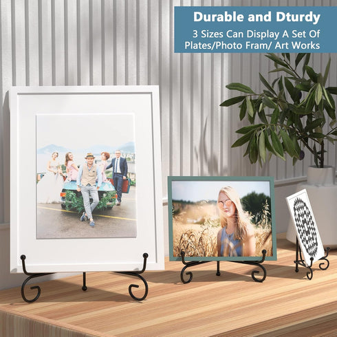 4 Inch 2 Pack Iron Display Stand, Black Wire Iron Easel Plate Holder Dish Stand for Displaying Pictures, Decoration Plates, Books Dishes and Arts...