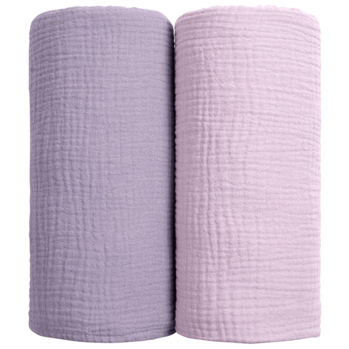 Muslin Swaddle Blanket Baby - Cotton Swaddling Blanket Soft Baby Receiving Blanket Neutral 2Pack(Purple)...