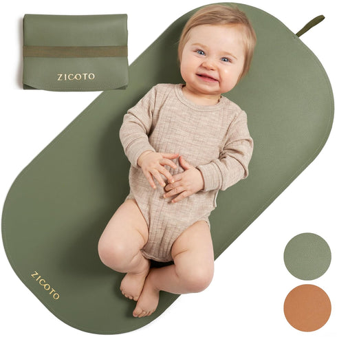 Beautiful Baby Diaper Changing Mat Made of Vegan Leather - Soft and Easy to Wipe Changing Pad for Travel or at Home Use - Lightweight and Foldable...