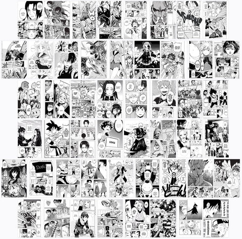 WOONKIT Anime Posters Pack - 50PCS 4X6 INCH MHA Anime Wall Collage Kit for Bedroom Wall, Dorm Decor, Teen Room Aesthetic...
