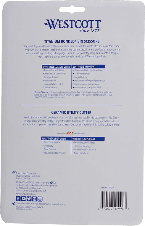 Westcott 8" Titanium Bonded Scissor Ceramic Cutter 4pk (17994)...