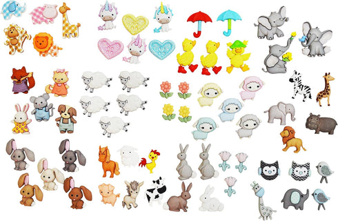 Dress It Up Buttons Animal Babies 12303-12 Pack Bundle,Mixed Colors...