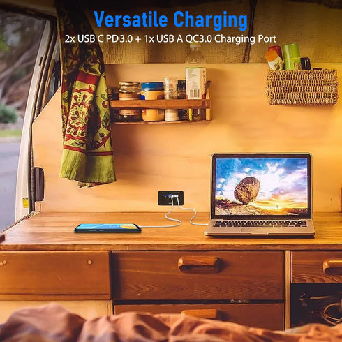 Linkstyle 4PCS RV USB Outlet, 30W Dual PD3.0 USB C Ports & 18W QC3.0 USB A Port Charger Socket, ON/Off Button, for Car Marine...