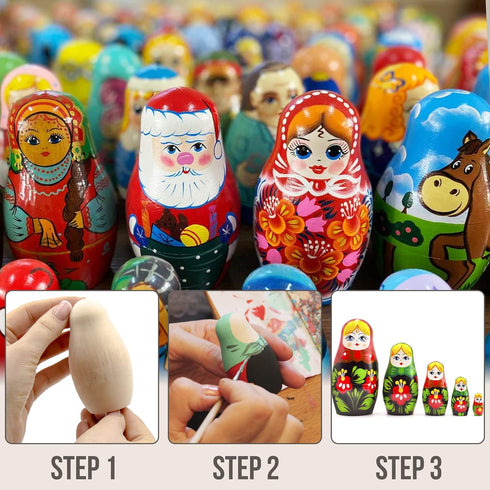 AEVVV Blank Russian Nesting Dolls Set 5 pcs - Unpainted Dolls - Unfinished Nesting Dolls - Russian Nesting Dolls to Paint - Blank Nesting Dolls - ...
