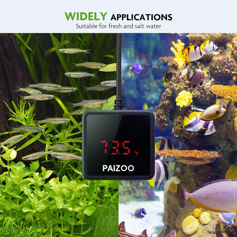 Aquarium Thermometer, LED Digital Thermometer for Fish Tank with USB Power, Highly Accurate Waterproof Temperature Gauge with Suction Cup and 6.5f...
