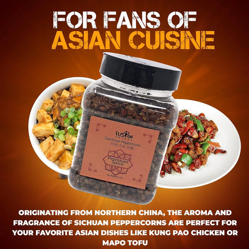 Fusion Select Premium Szechuan Peppercorn - Authentic Sichuan Whole Peppercorns for Chinese Cuisine, Mapo Tofu, Kung Pao Chicken - Spice Seasoning...