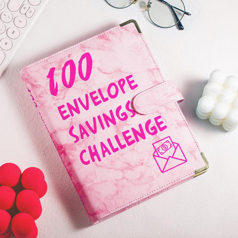 100 Envelopes Challenge Binder Savings Challenges Book, A5 Money Saving Planner Cash Envelope Budget Binder with Erasable Pen, Easy and Fun Way to...