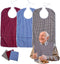 3PK Adult Bibs for Eating-Washable Reusable Waterproof Clothing Protector with Crumb Catcher-Large Adult Feeding Bibs Clothing Protector(Red, brow...