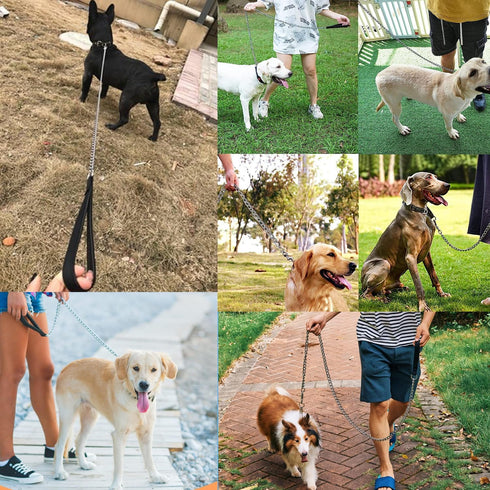 Chain Heavy Duty Metal Dog Leash, 6FTx3mm Chew Proof Pet Leash Chain with Soft Padded Handle for Large & Medium Size Dogs Walking, Training and Tr...