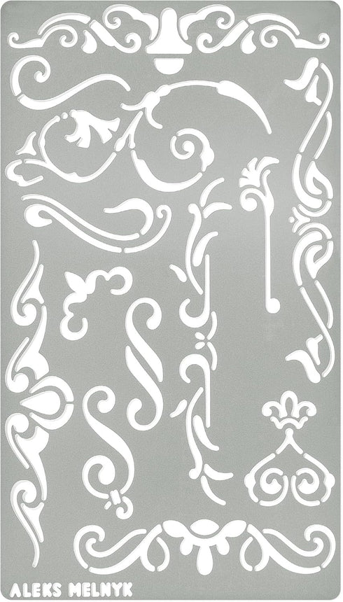 Aleks Melnyk No.4 Metal Journal Stencil, Wood Burning, Flowers and Vines, Ornament, Vintage, Stencil Patterns, Pyrography, Engraving, Template for...