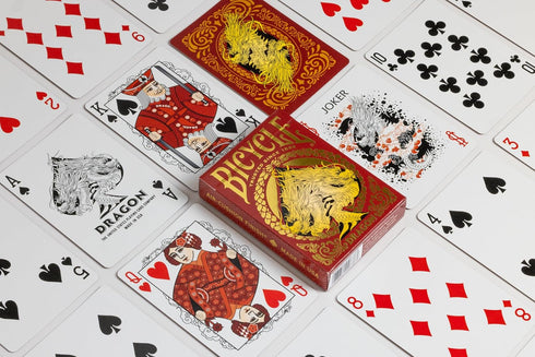 Bicycle Red Dragon Gold Foil Premium Playing Cards, 1 Deck...
