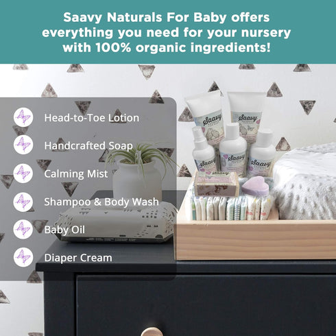 Saavy Naturals Organic Chamomile Baby Shampoo and Body Wash Set, Calendula and Vitamine E, Gentle Head to Toe Skin Care for Infant Bath Time, 8oz ...