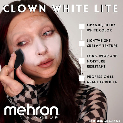 Mehron Makeup Clown White Lite | Professional Face Paint & Body Paint | White Cream Makeup, White Face Paint Makeup for Clown Makeup, Stage, Film,...