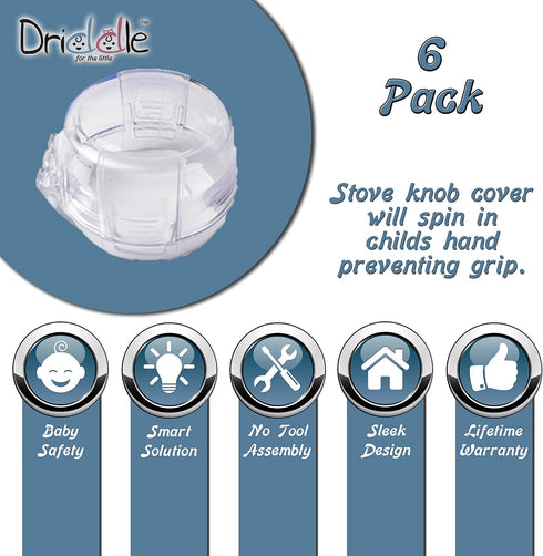6 Pack Clear Stove Knob Safety Covers - Protect Little Kids with A Child Proof Lock for Oven/Stove Top/Gas Range - Baby/Toddler Kitchen Safety Gua...