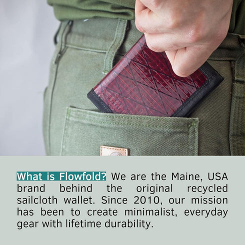Flowfold Recycled Sailcloth Wallets - Vanguard Bifold Wallet, Front Pocket Wallet, Slim Minimalist Wallets Made in USA (Black Sailcloth)...