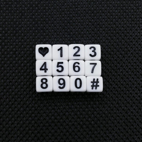 Amaney 400pcs Number Beads Square White Acrylic 6x6mm Mixed Number Beads Acrylic Plastic Cube Shape Loose Beads...