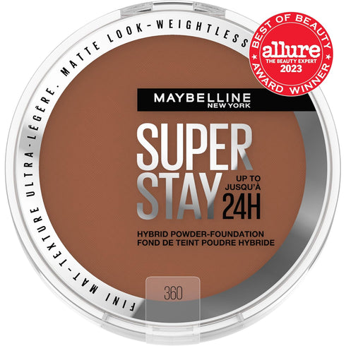 Maybelline Super Stay Up to 24HR Hybrid Powder-Foundation, Medium-to-Full Coverage Makeup, Matte Finish, 360, 1 Count...