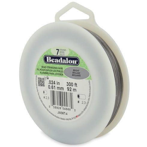 Beadalon 7 Strand Stainless Steel Bead Stringing Wire, 0.024 in / 0.61 mm, Bright, 300 ft / 91 m...
